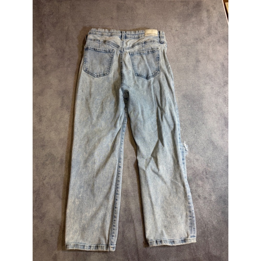 Kendall + Kylie Icon High Rise Straight Distressed Jeans Light Wash Size 11/30 - Picture 2 of 6